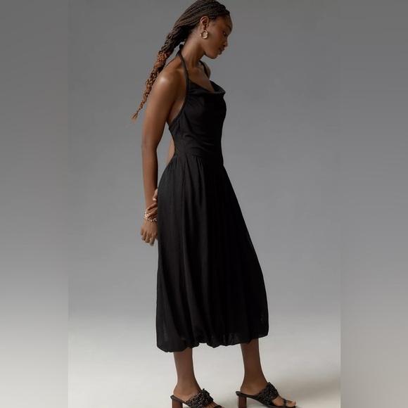 NWT Anthropologie Black Cowl Neck Bubble Hem Dress 🐾🎹 - Picture 4 of 5